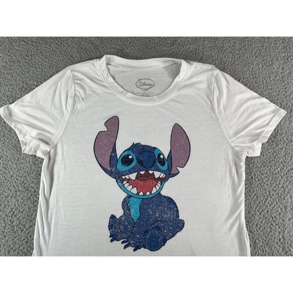 Disney Shirt Womens Large White Stitch Crew Neck Graphic Tee Disneyland Parks - Picture 3 of 9